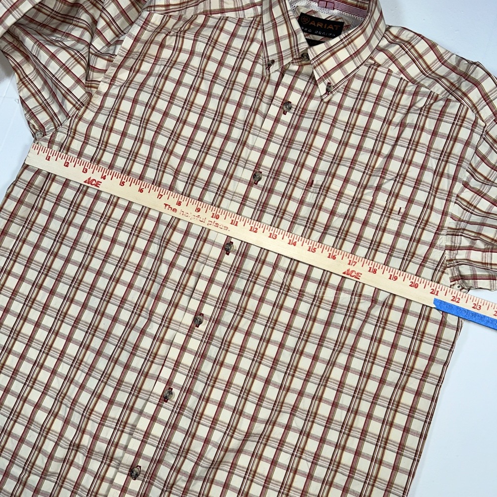 Ariat Pro Series Long Sleeve Button Down Windowpane Gingham Check Plaid Mens L - Picture 6 of 10